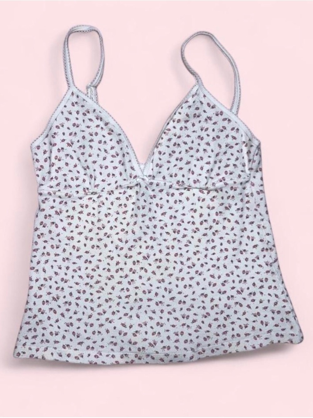 Brandy Melville White Cami Top with Purple Floral Print